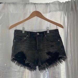We the free black denim shorts